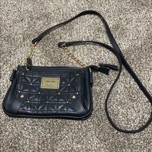 Nicole Miller Black and Gold Cross Body Purse